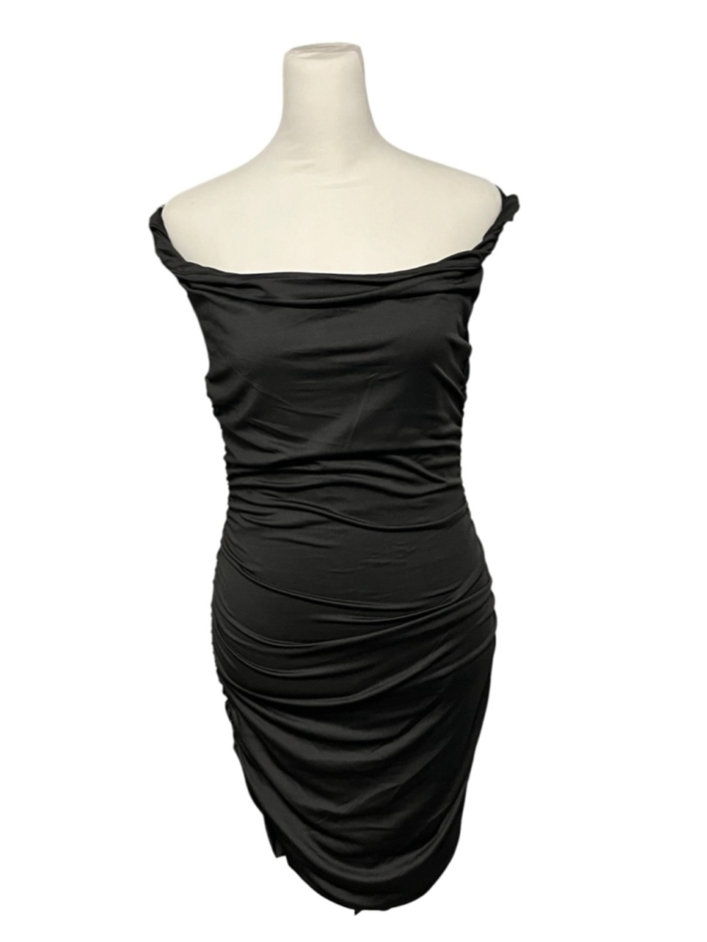 Hello Molly In The Cart Black Off Shoulder Side Ruched Mini Dress Size 6 NWT - Picture 6 of 11